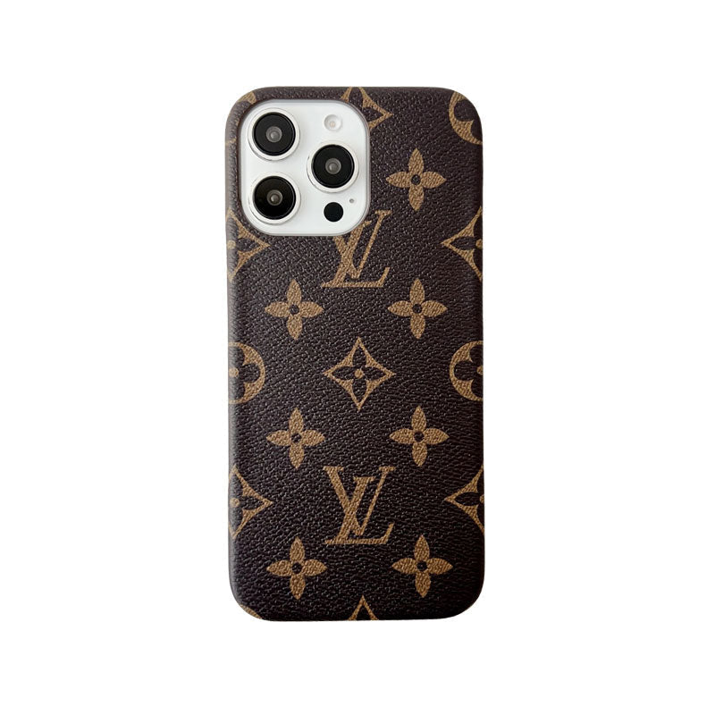 Classic Leather Monogram Phone Case for iPhone Large Print