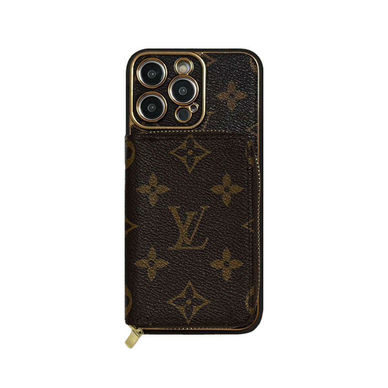 Monogram iPhone Case with Wallet Brown Large Print