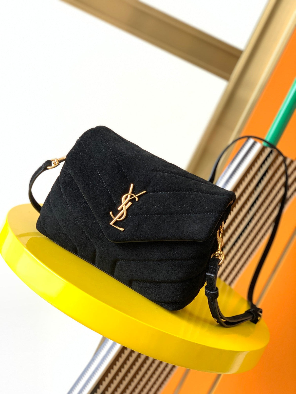 YSL Loulou 20 Black Velvet Shoulder Bag