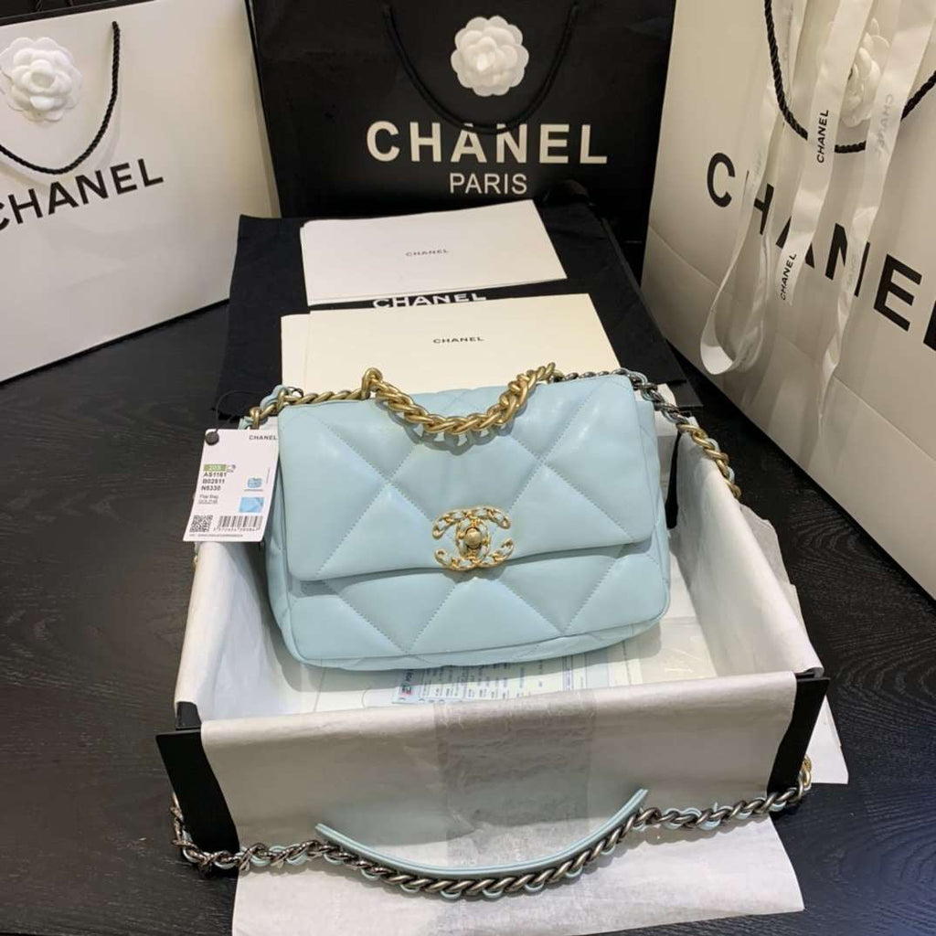 Chanel 19 Small Flap Bag Tiffany Blue