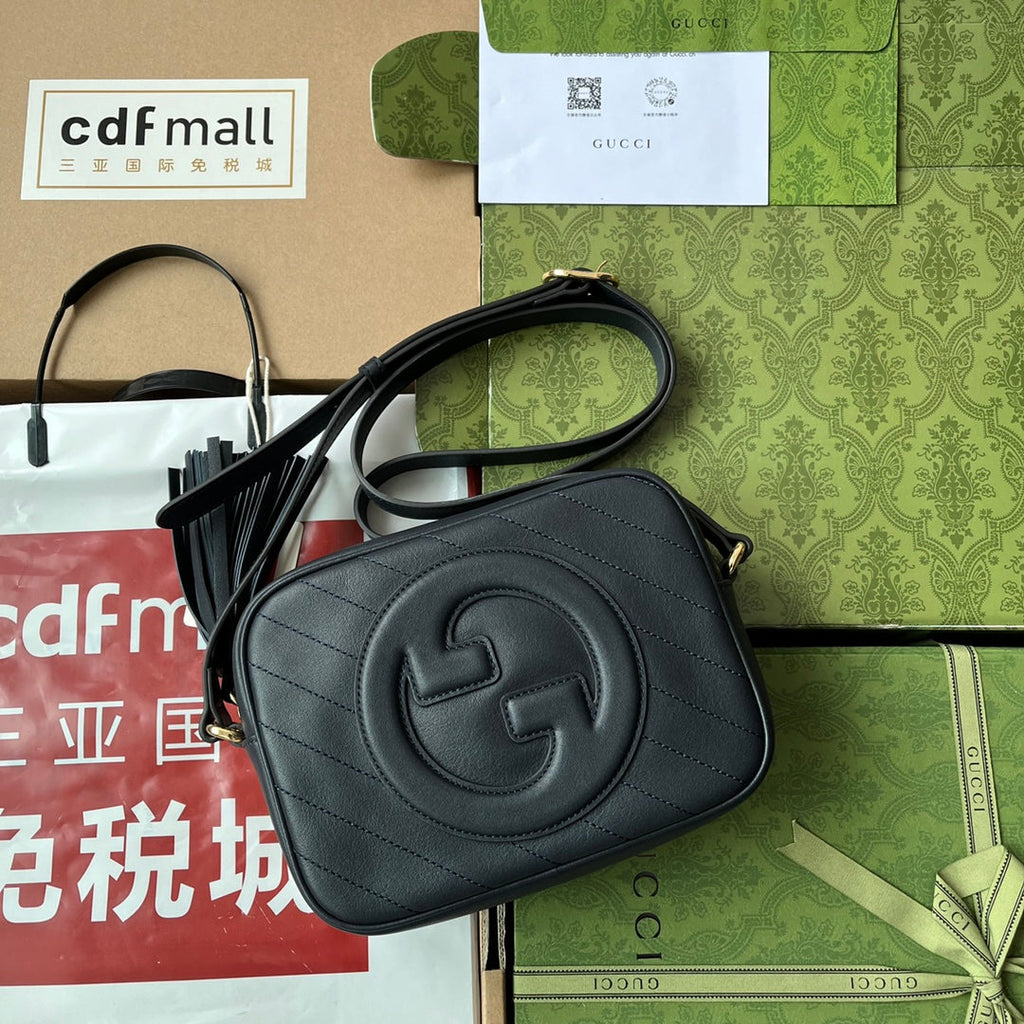 Gucci Blondie Small Shoulder Dark Blue Leather Bag