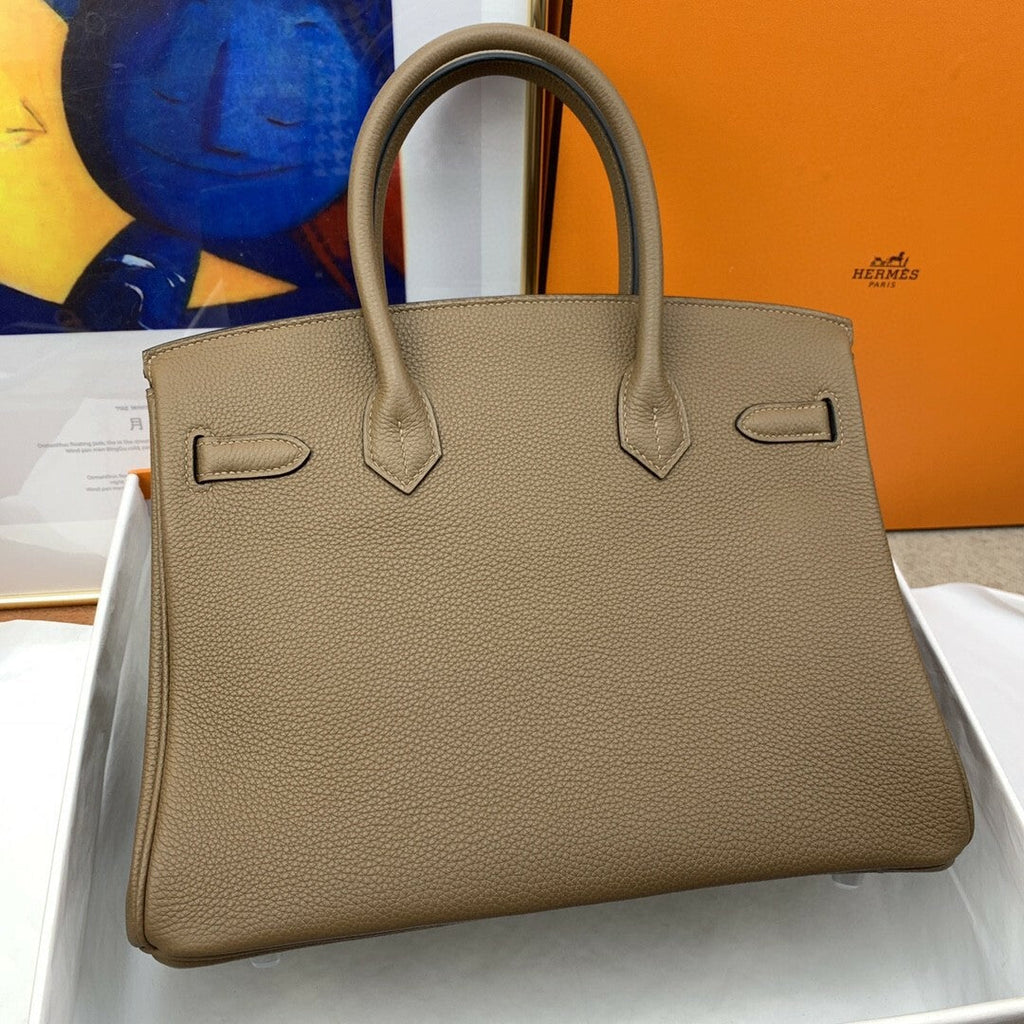 Hermes Birkin 30 Togo Etoupe Bag Silver Hardware Handbags (11.8in30cm) - Grey