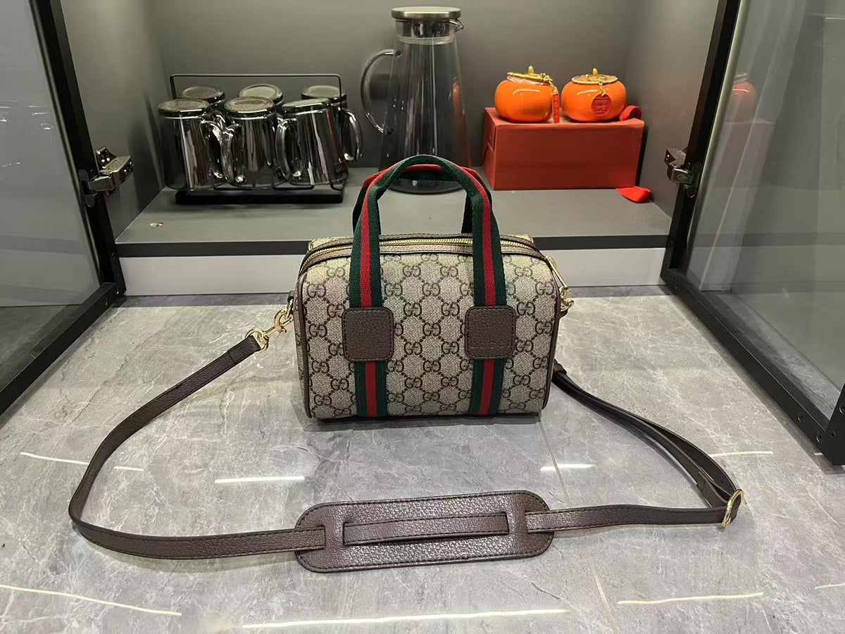 Gucci Mini GG Handbag - Beige and Dark Brown