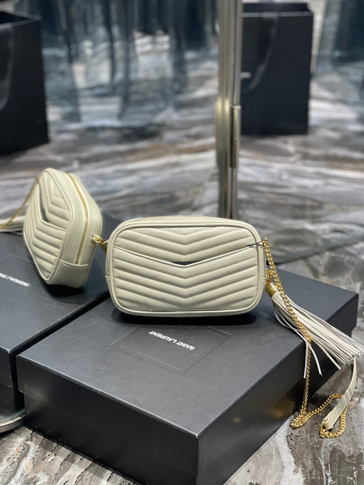 YSL Loulou Mini Camera Bag 18cm White