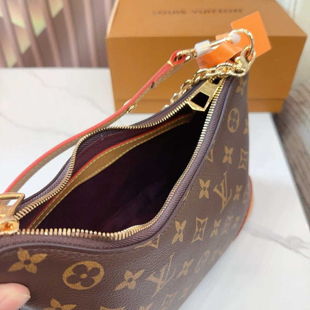LV Boulogne Monogram Canvas Shoulder Crossbody Bag with Chain Strap and Leather Corners