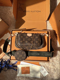 LV Multi Pochette Accessoires Monogram Canvas Crossbody Shoulder Bag with Two Pouches and Round Coin Purse