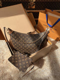 LV Loop Monogram Canvas Hobo Shoulder Crossbody Bag with Chain Detail