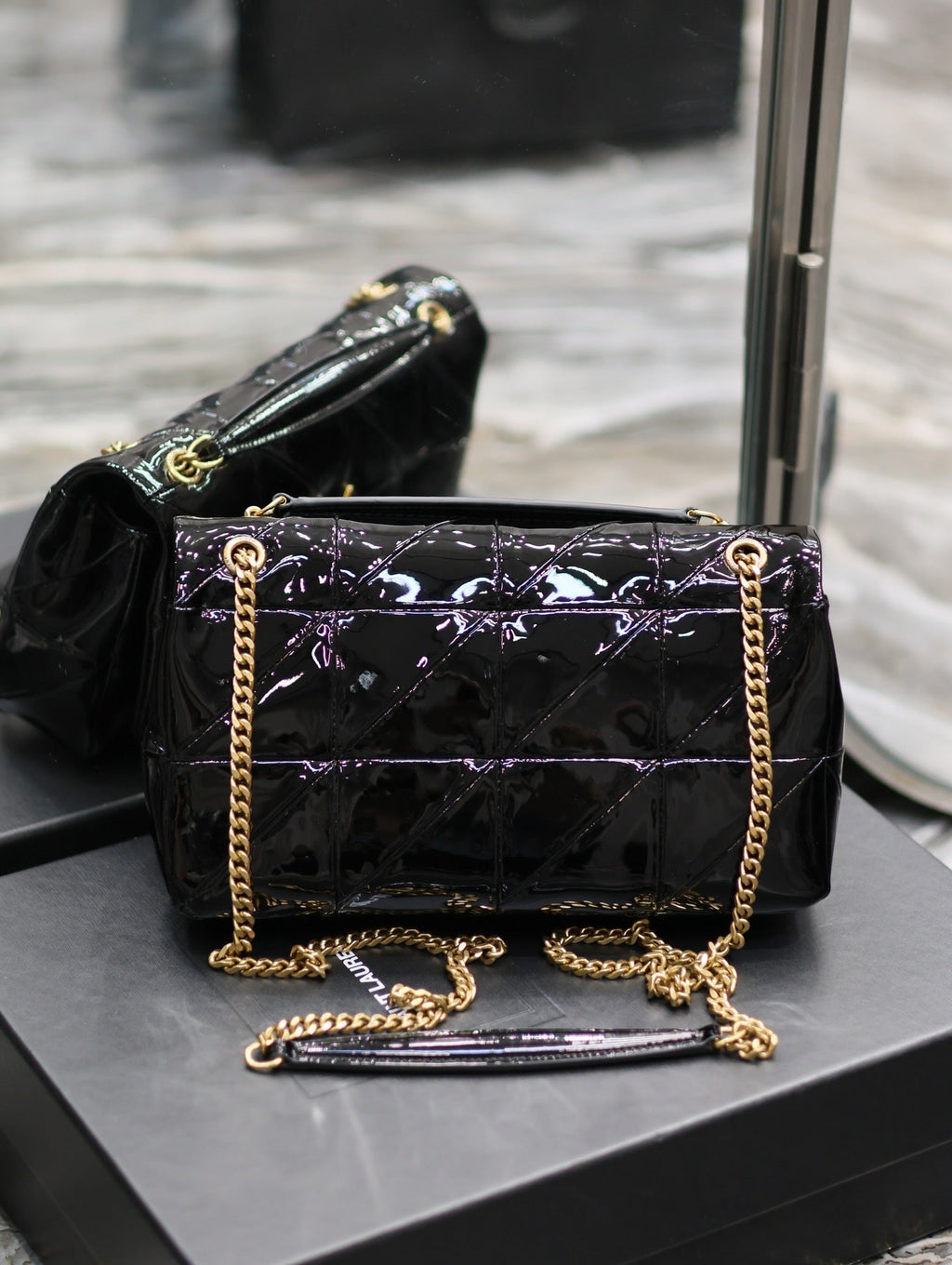 YSL Jaime Patent Black Bag