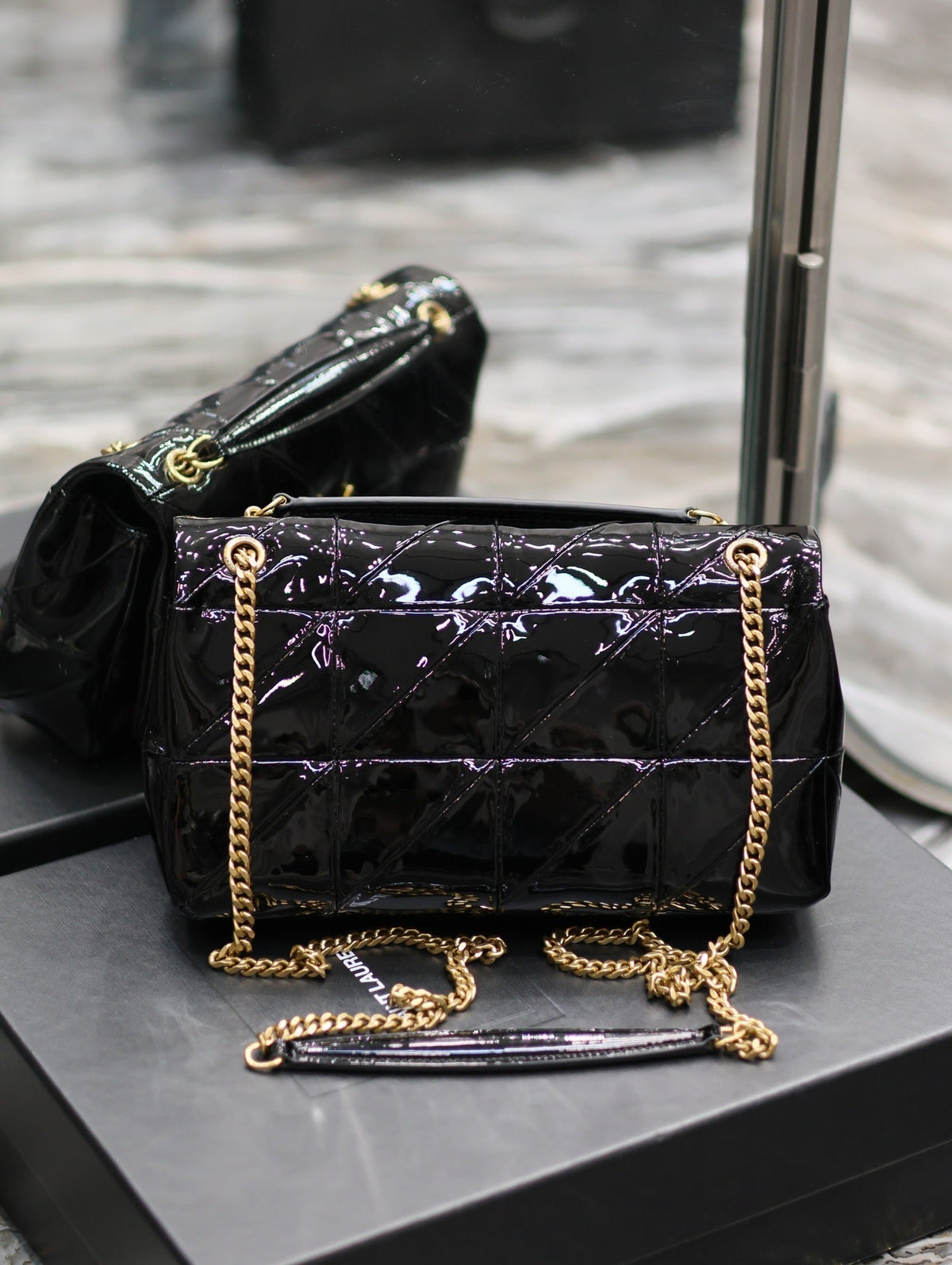 YSL Jaime Patent Black Bag