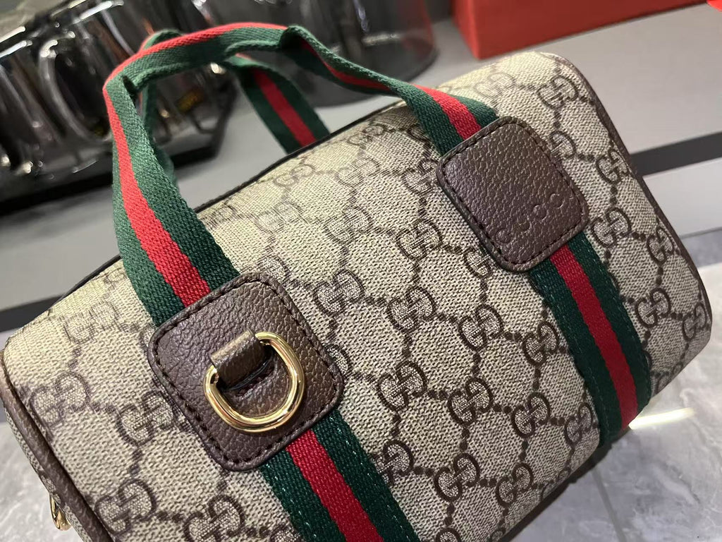 Gucci Mini GG Handbag - Beige and Dark Brown