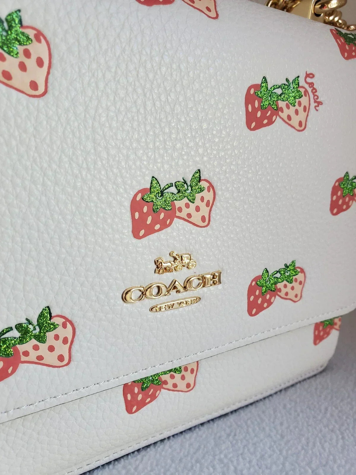 Coach Klare Crossbody with Strawberry Print - White