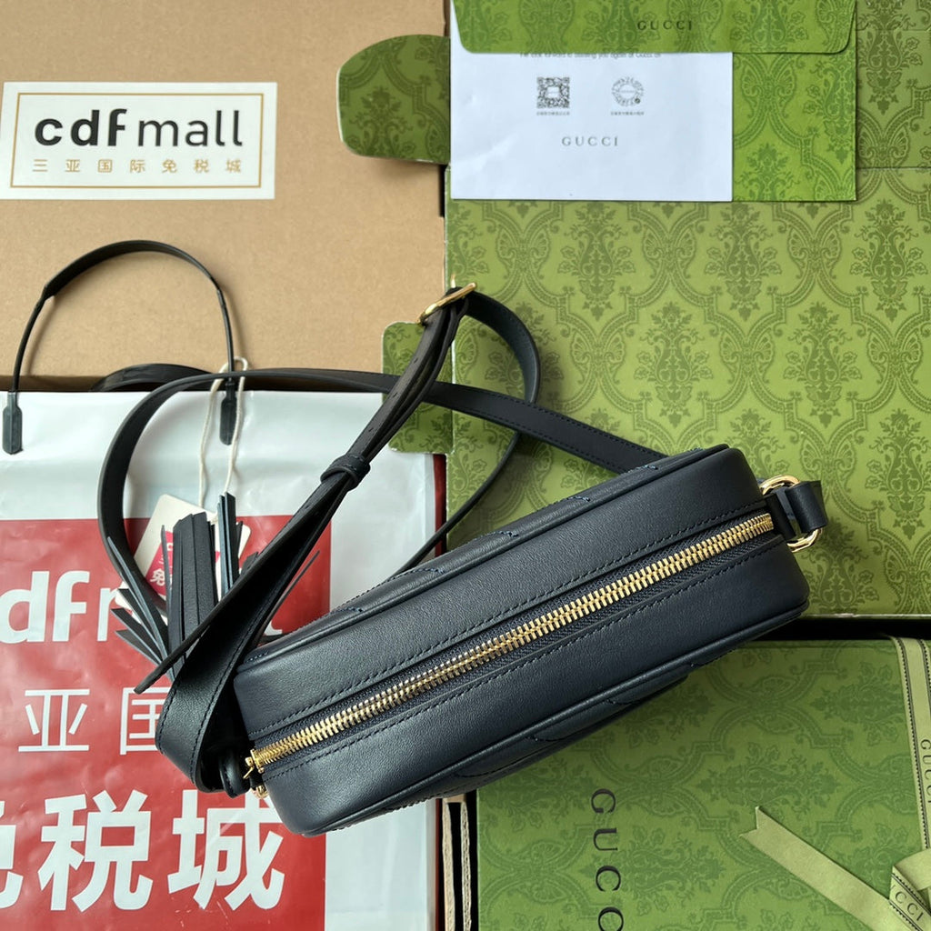 Gucci Blondie Small Shoulder Dark Blue Leather Bag