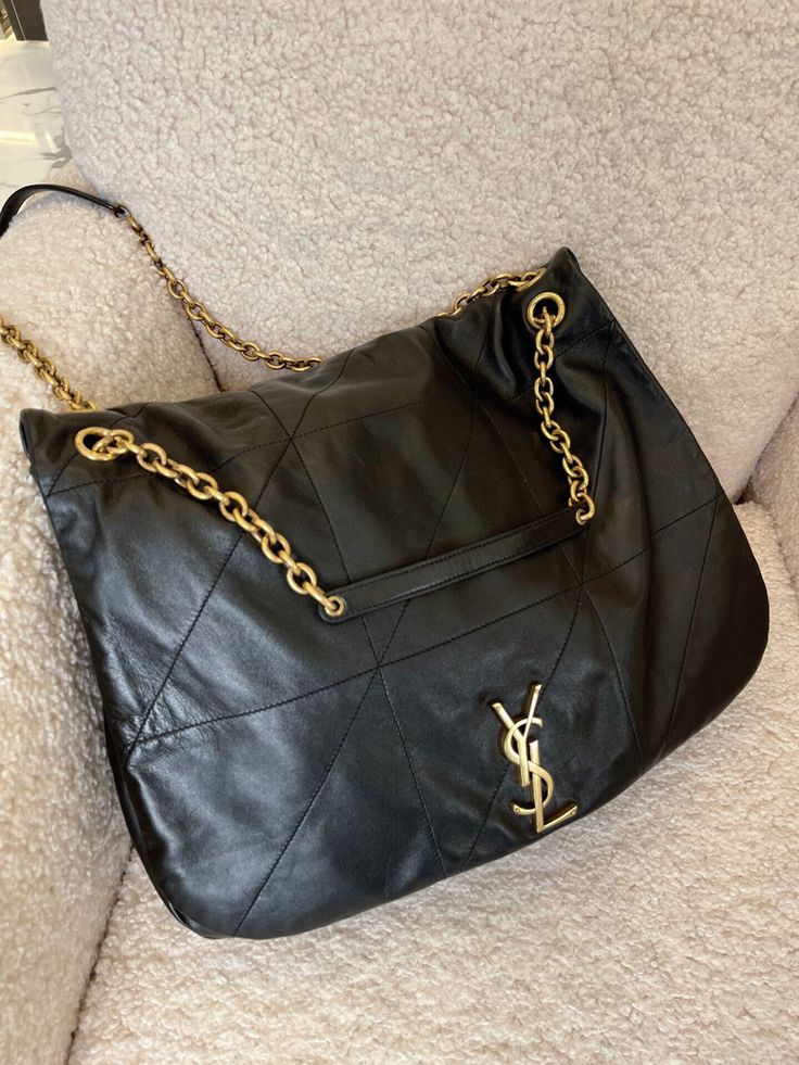 YSL Saint Laurent Chain Leather Shoulder Bag - Black