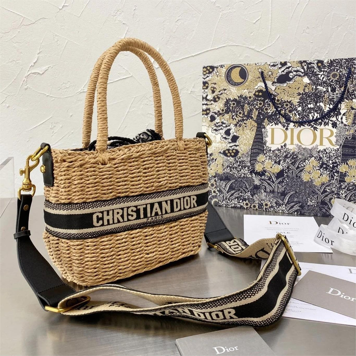 Dior Lady Oblique Bag - Straw