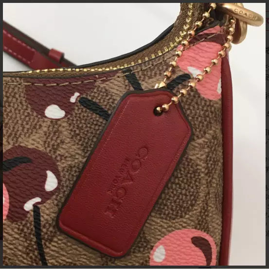 Teri Shoulder Bag Signature Canvas Cherry Print - Tan | Cherry
