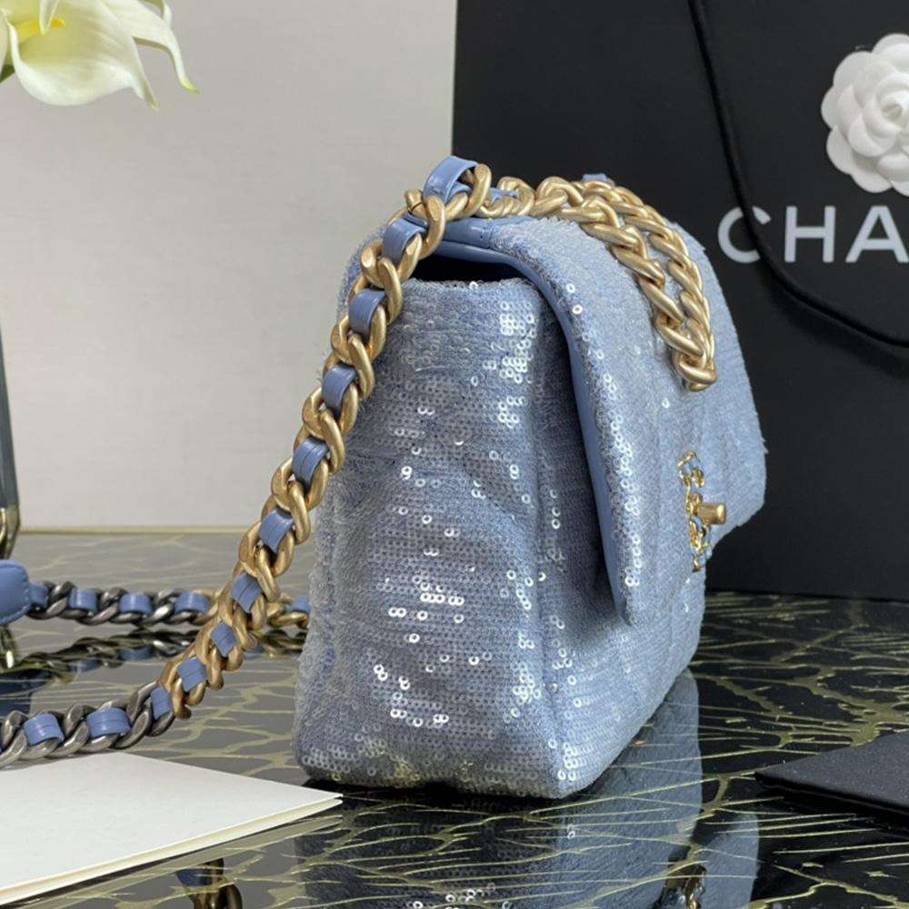 Chanel 19 Sequin Flap Bag - Light Blue