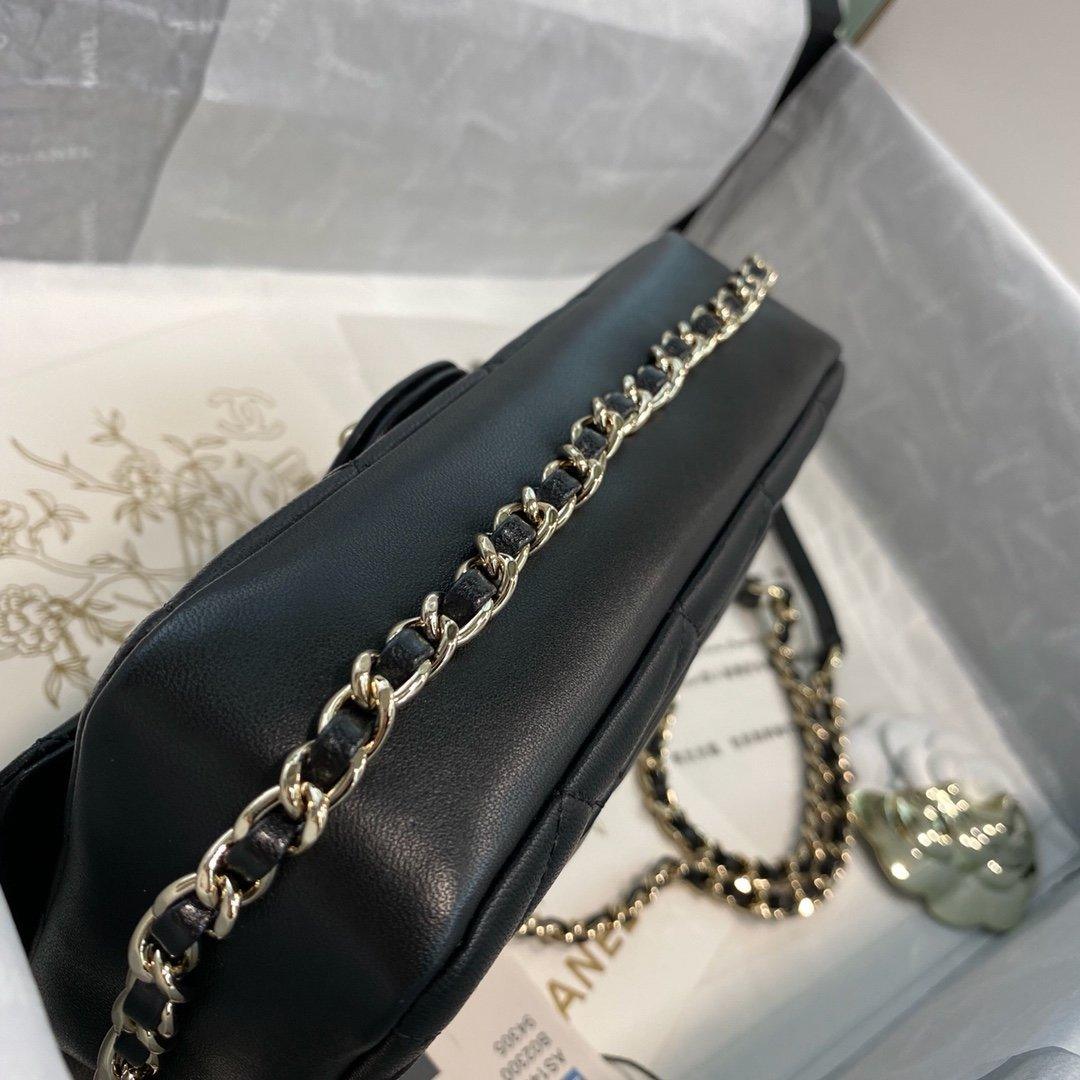 Chanel Pearl Logo Strap Flap Bag Black