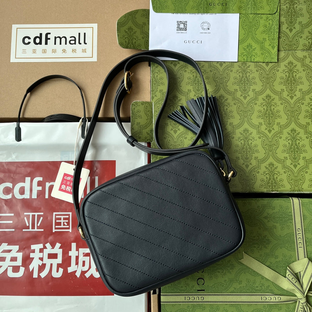 Gucci Blondie Small Shoulder Dark Blue Leather Bag