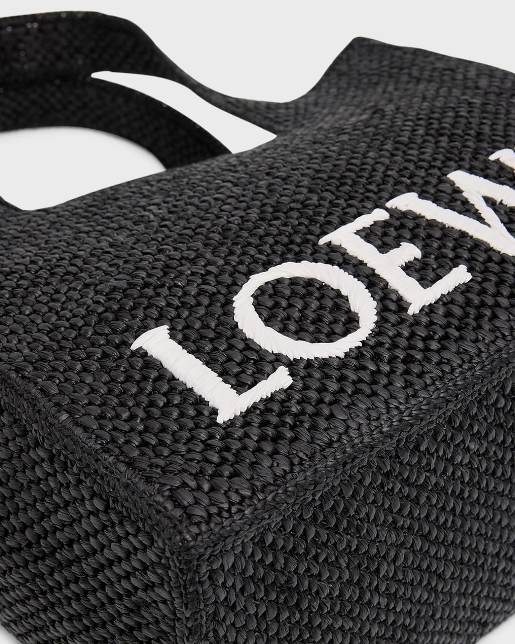 Loewe Logo Raffia Tote Bag - Black