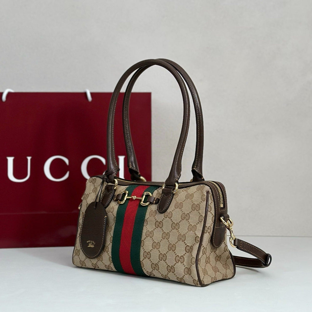Gucci GG Canvas Boston Bag - Beige