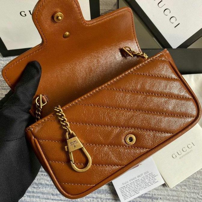 Gucci GG Marmont Mini Bag - Brown Leather