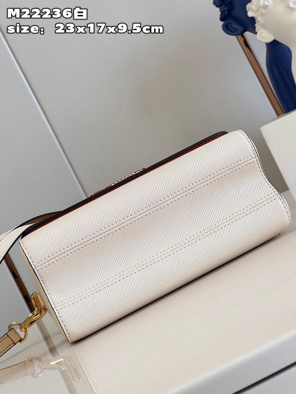 LV Twist MM Epi Leather Handle Crossbody Bag with LV Twist Lock White Quartz