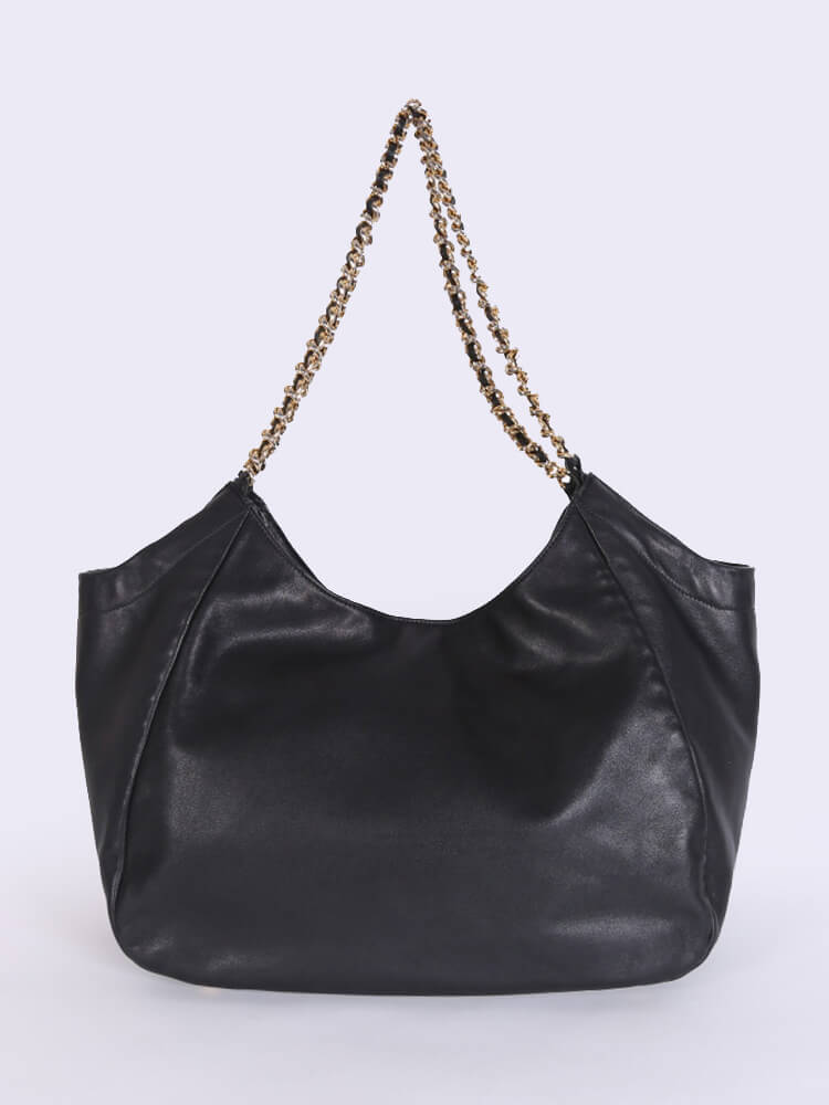 Prada Vitello Soft Chain Handle Shoulder Bag Nero - Black/Silver Hardware