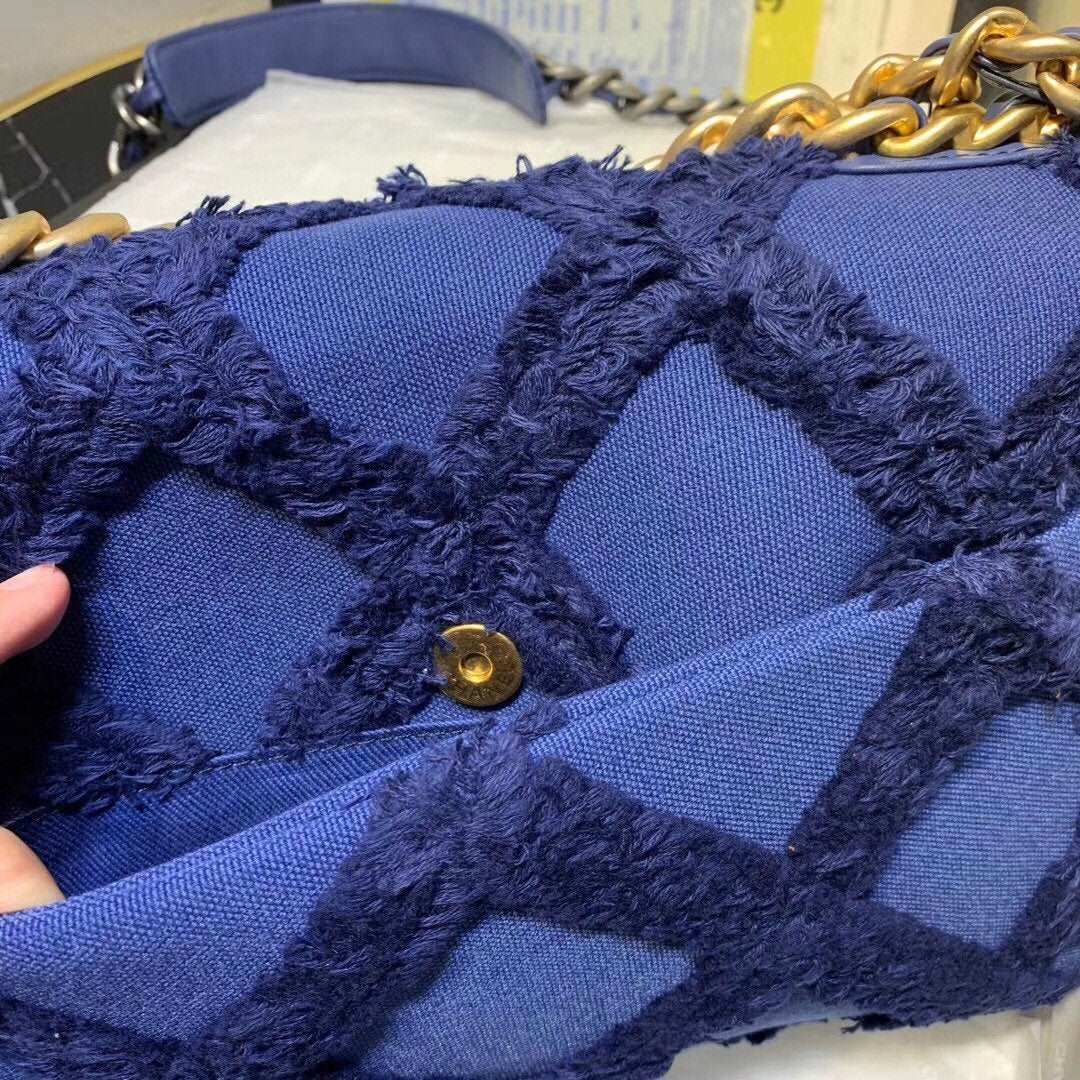 Chanel 19 Denim Medium Flap Bag - Blue