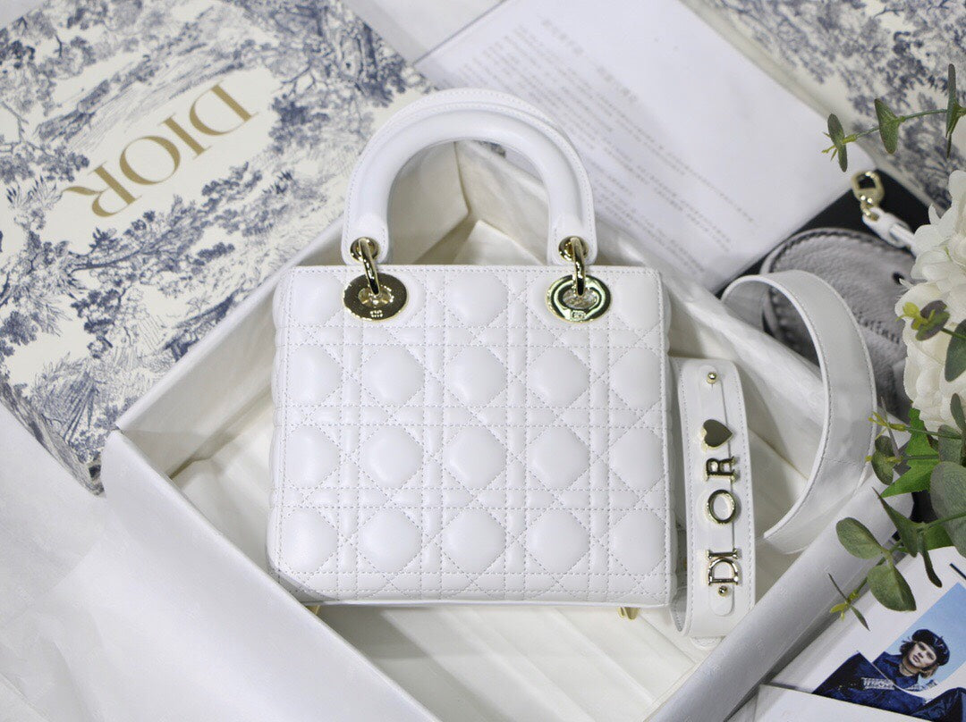 Dior Lady My Abcdior Lambskin Bag - White