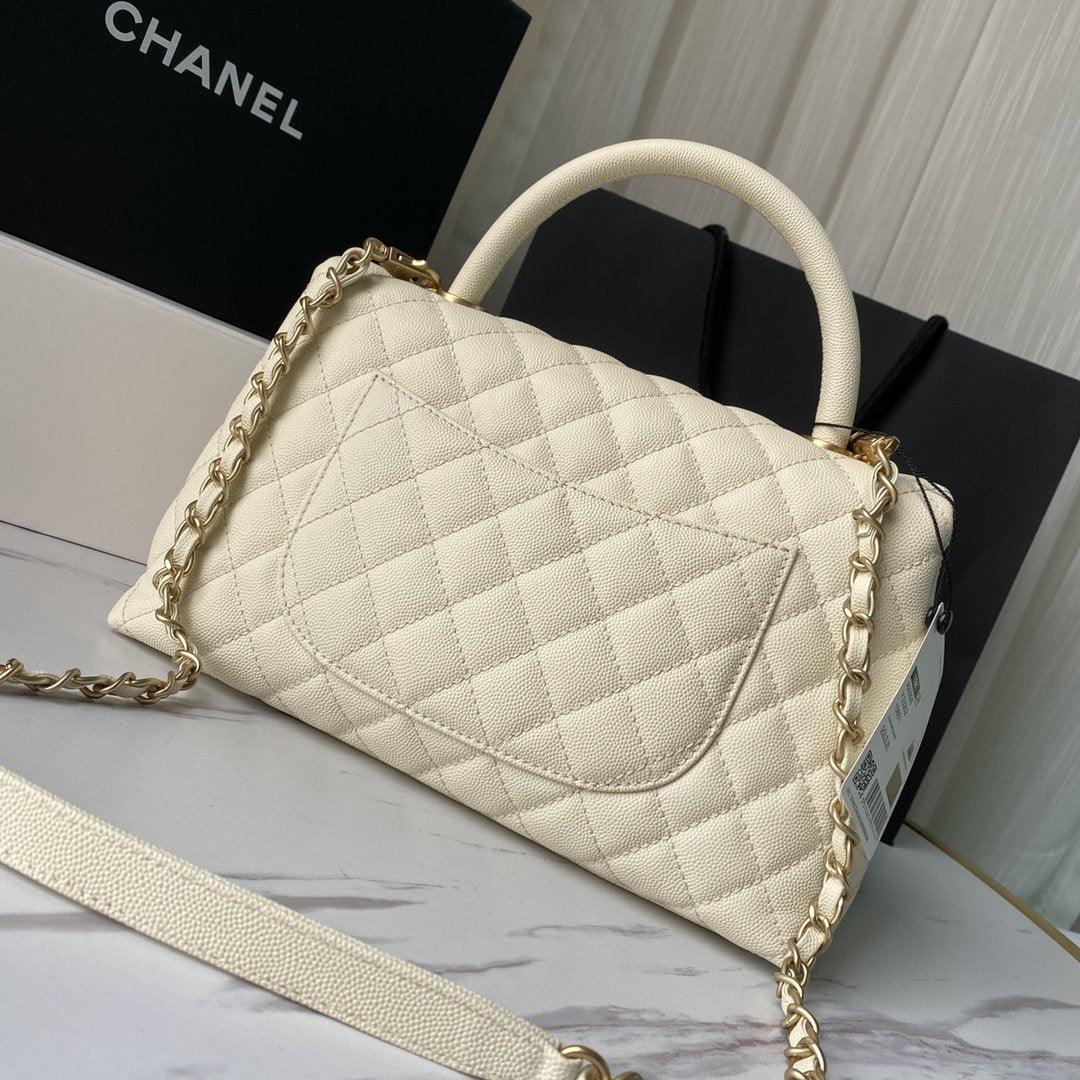 Flap Bag with Top Handle - White