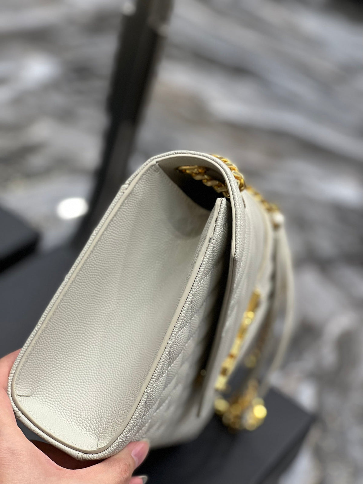 YSL Envelope Bag Medium White 487206