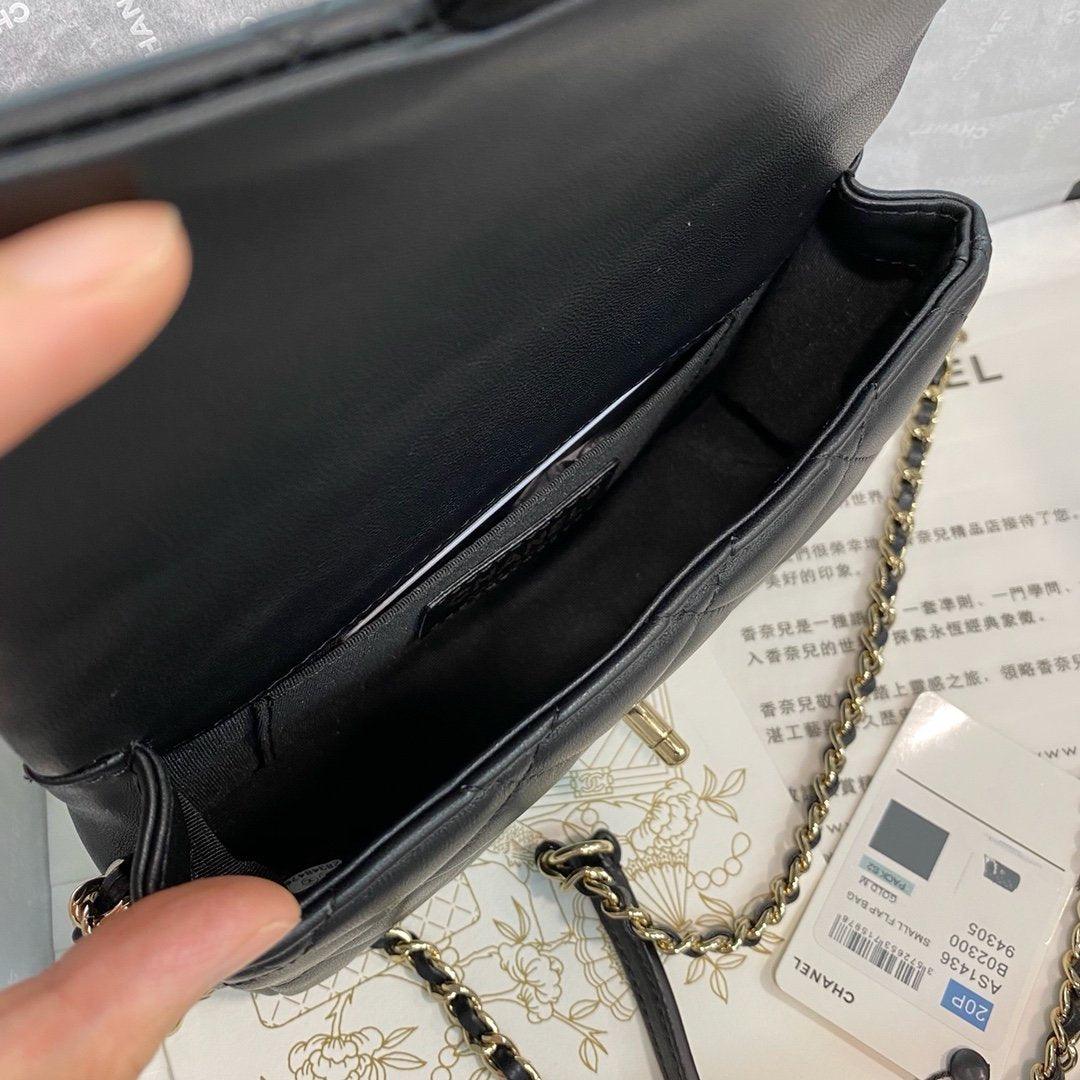 Chanel Pearl Logo Strap Flap Bag Black