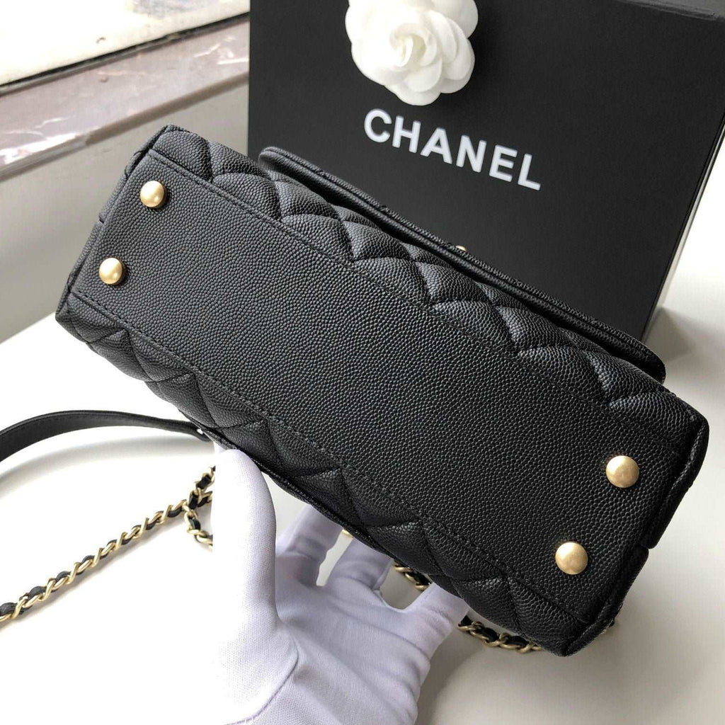 Chanel Small Flap Bag with Coco Handle - Black with Black Hardware