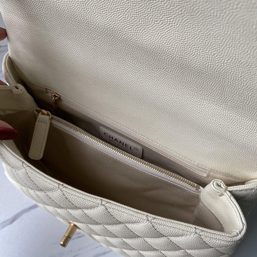 Flap Bag with Top Handle - White