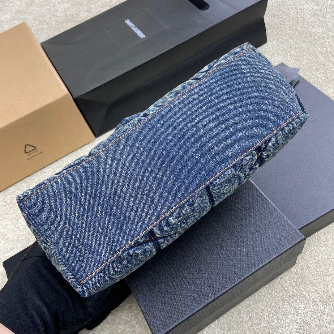 YSL Puffer Denim Bag - Blue