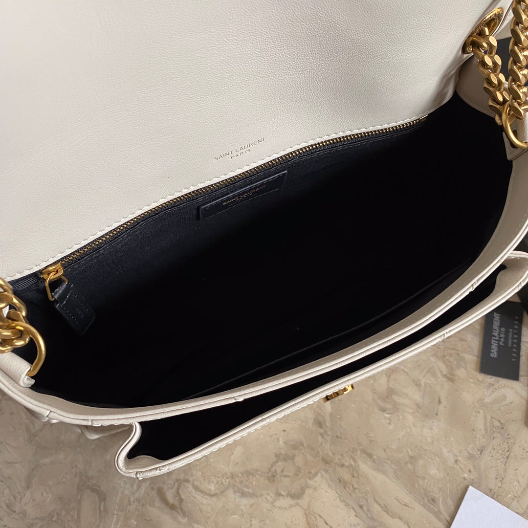 YSL Niki Medium Chain Bag in Lambskin Blanc Vintage - 28 x 20 x 8,5 cm - White
