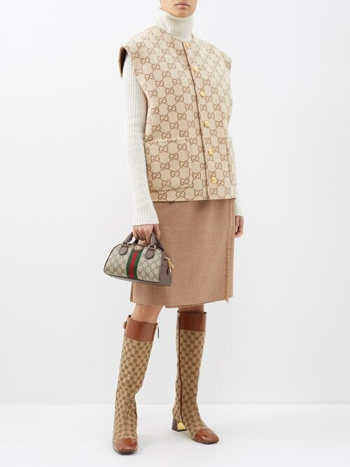 Gucci Ophidia Mini GG Supreme-Canvas Top-Handle Bag - Beige