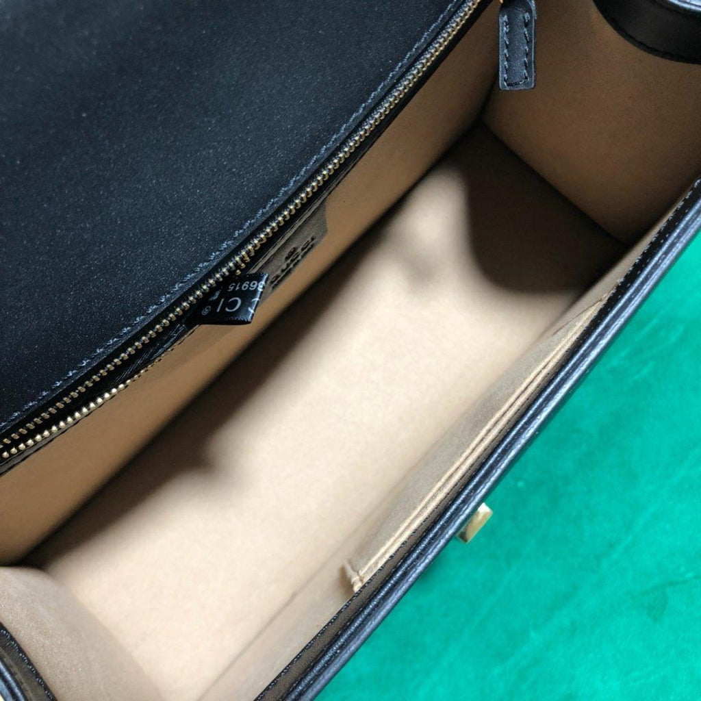Gucci GG Sylvie Leather Medium Top Handle Bag - Black