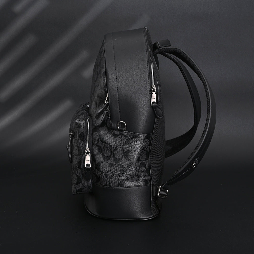 Coach West Backpack – Signature Canvas in Black/Grey - Black/Grey Monogram Pattern