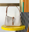 YSL Le 5 a 7 in Canvas and Leather Shoulder Bag - White