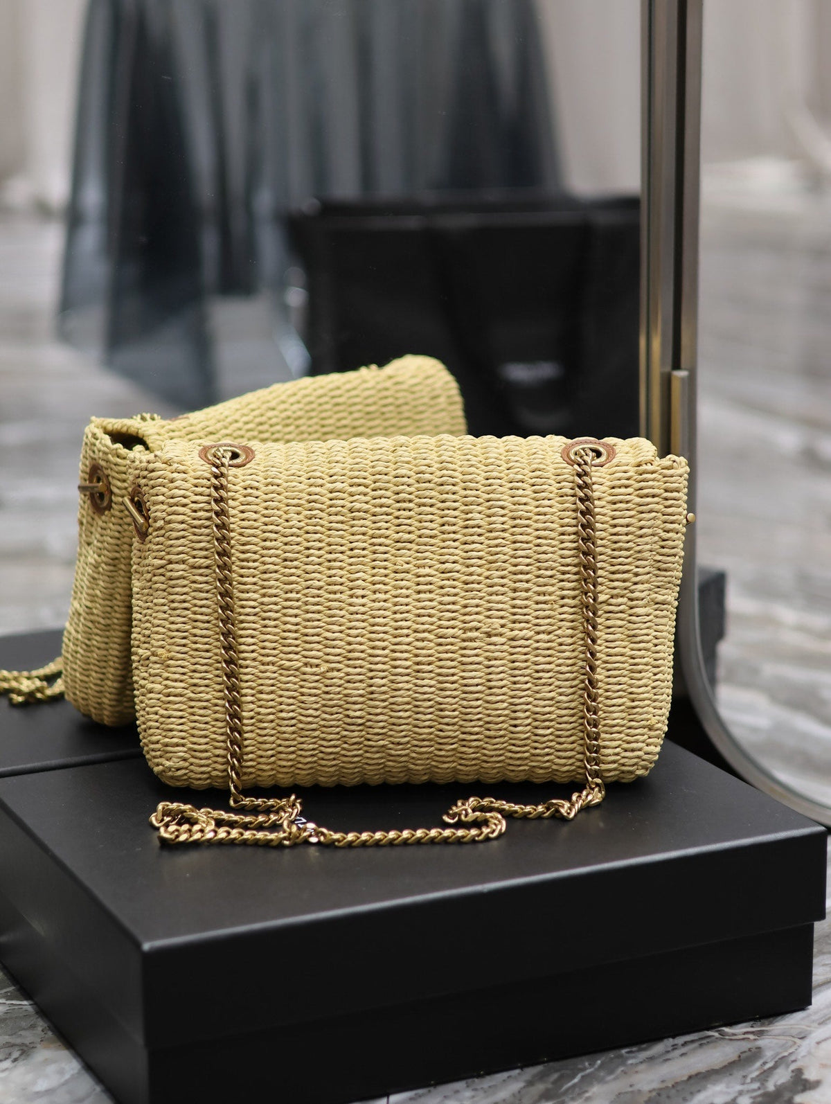 YSL Kate in Raffia Shoulder Bag