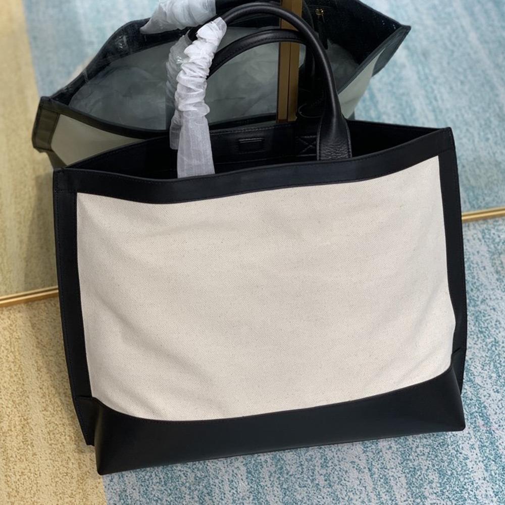 YSL Tag Hobo Bag - Beige/Black