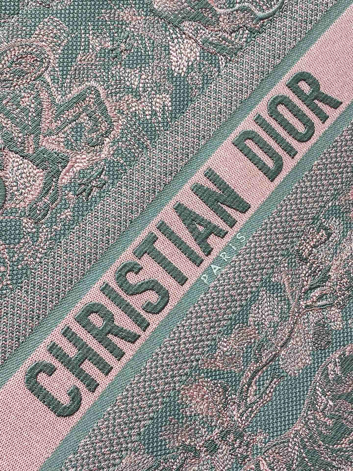 Dior Book Tote Large Gray and Pink Toile De Jouy Reverse Beverly Hills Embroidery