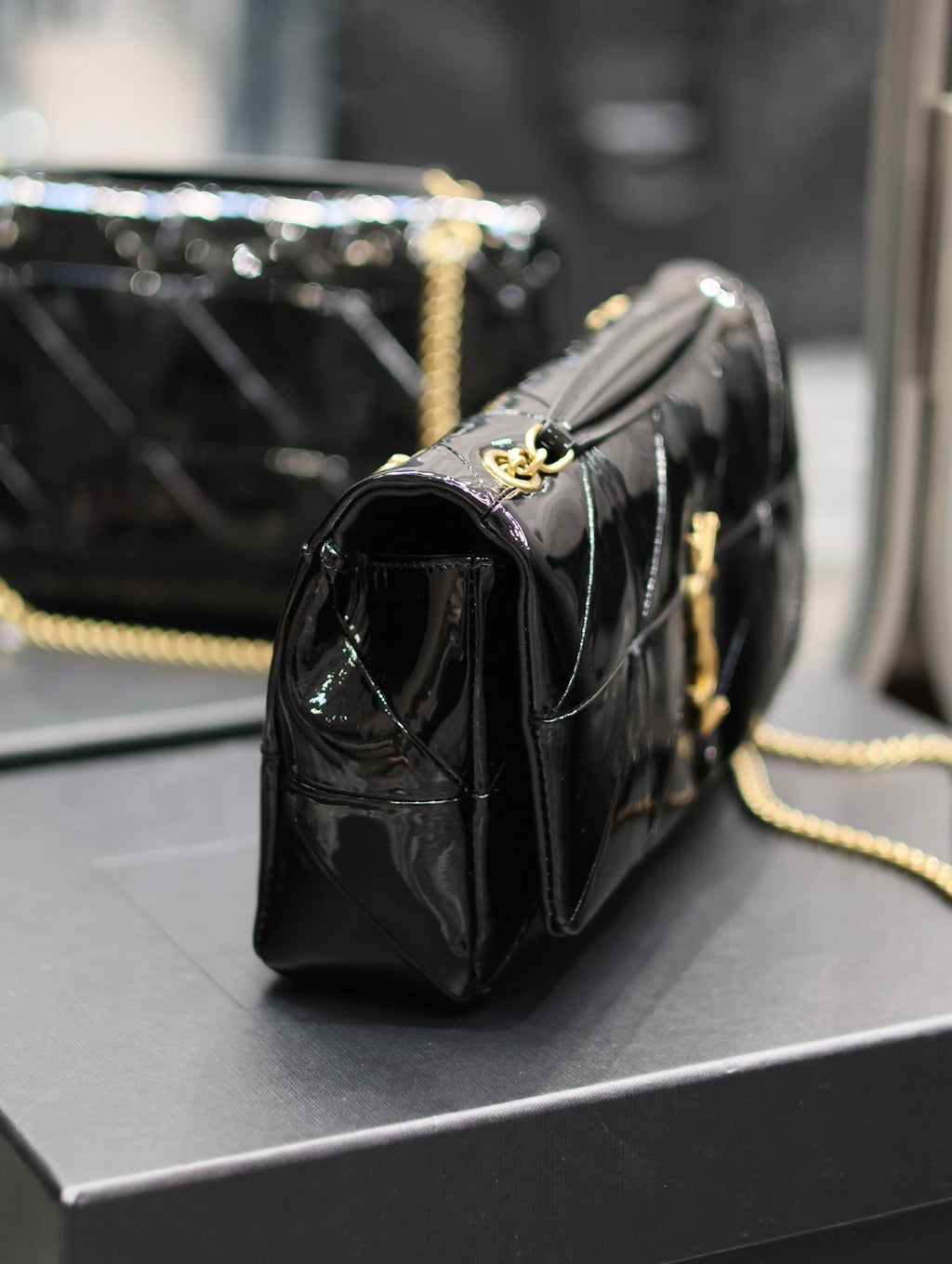 YSL Jaime Patent Black Bag