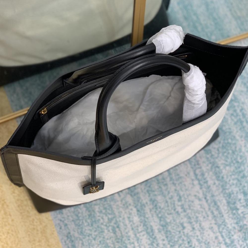 YSL Tag Hobo Bag - Beige/Black