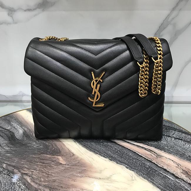 YSL Medium 32 Loulou Bag Black in Gold