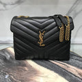 YSL Medium 32 Loulou Bag Black in Gold