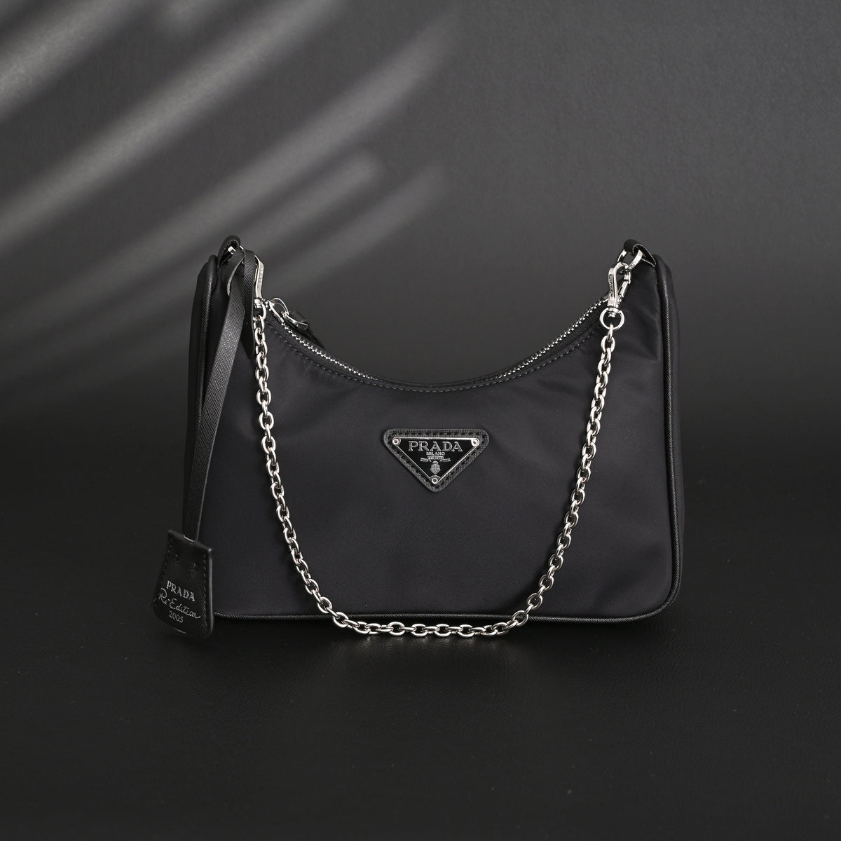 Prada Re-Edition 2005 Nylon Shoulder Bag – Black - Black with Silver-Tone Hardware