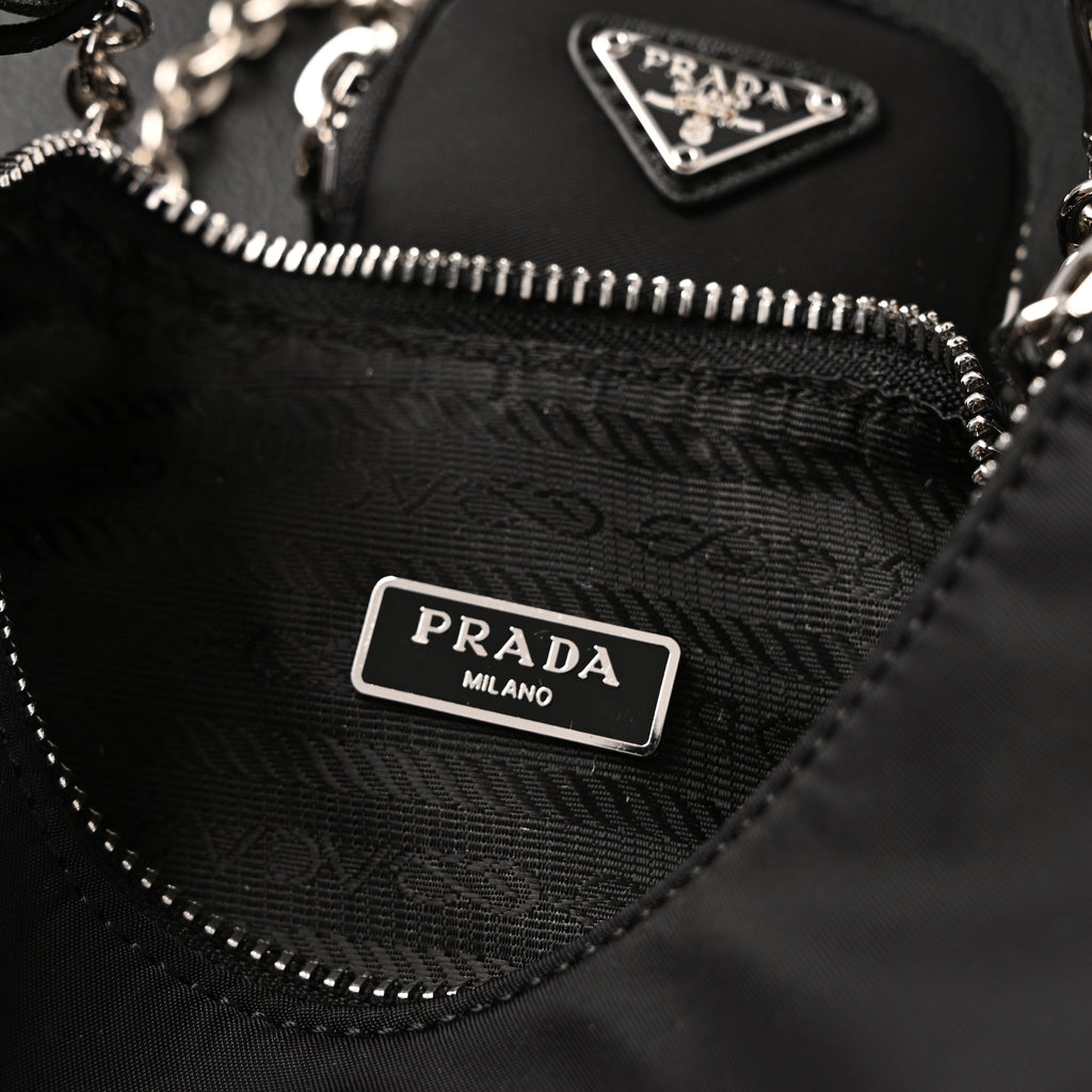 Prada Re-Edition 2005 Nylon Shoulder Bag – Black - Black with Silver-Tone Hardware