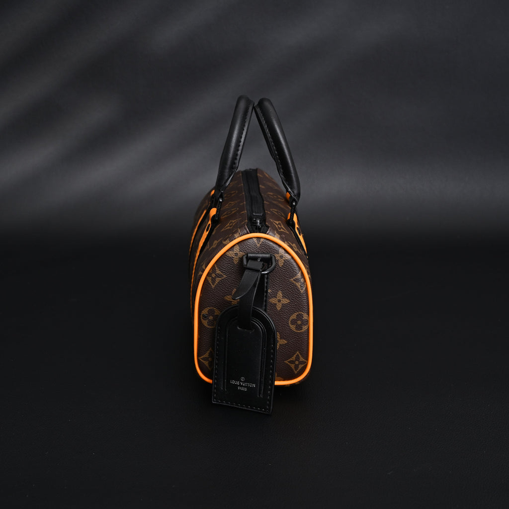 Louis Vuitton Keepall Bandoulière 50 – Monogram Canvas with Neon Orange Trim Travel Bag